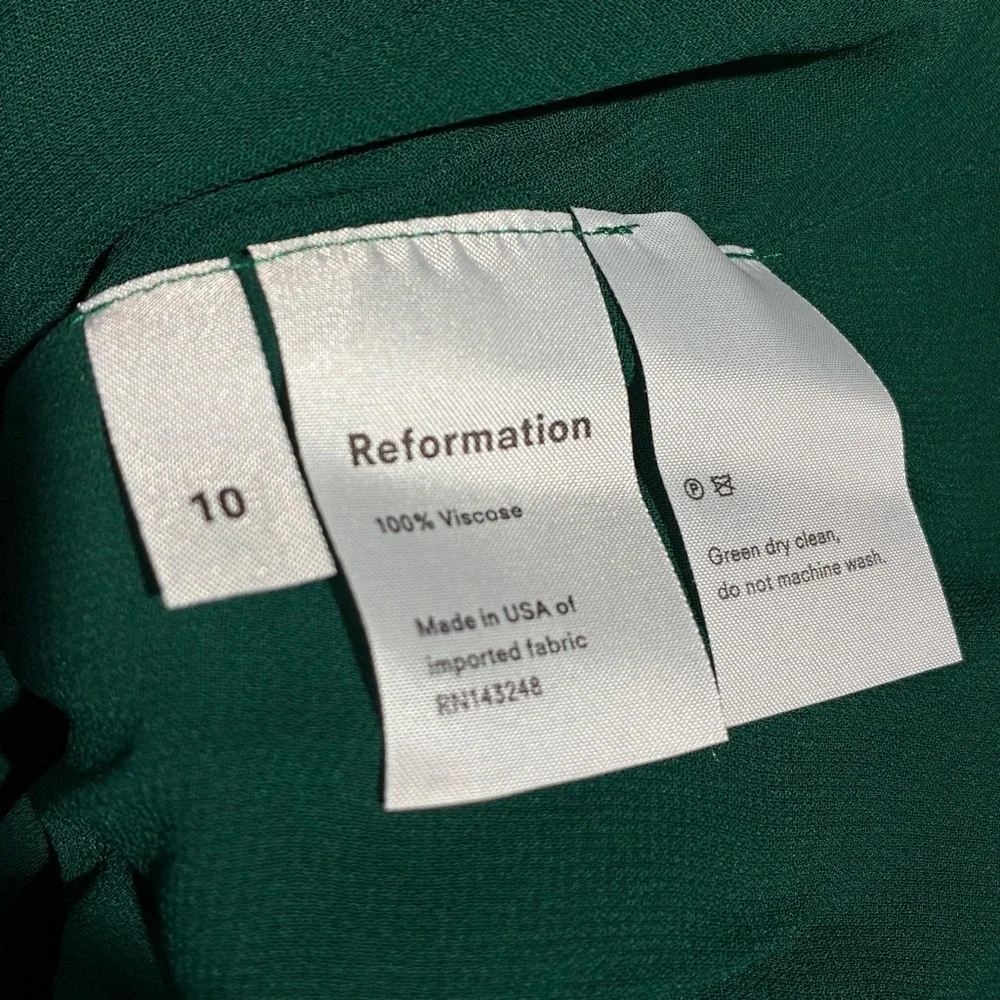 Reformation Riegan Dress Emerald Green - Picture 6 of 6